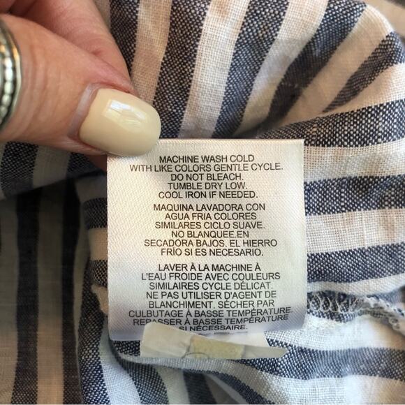 Linen Top Women’s Small Striped Sleeveless Tunic Tank Casual Coastal Nautical - Picture 11 of 11